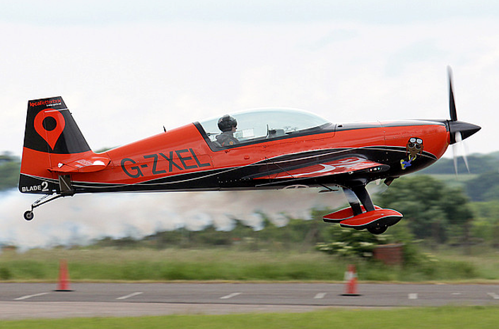 Figure 3: An example of an Extra 300 L aircraft showing the seating position of the pilot. This gives an indication of the reduced visibility with the aircraft nose slightly raised, which occurs when the aircraft is at a slower speed
